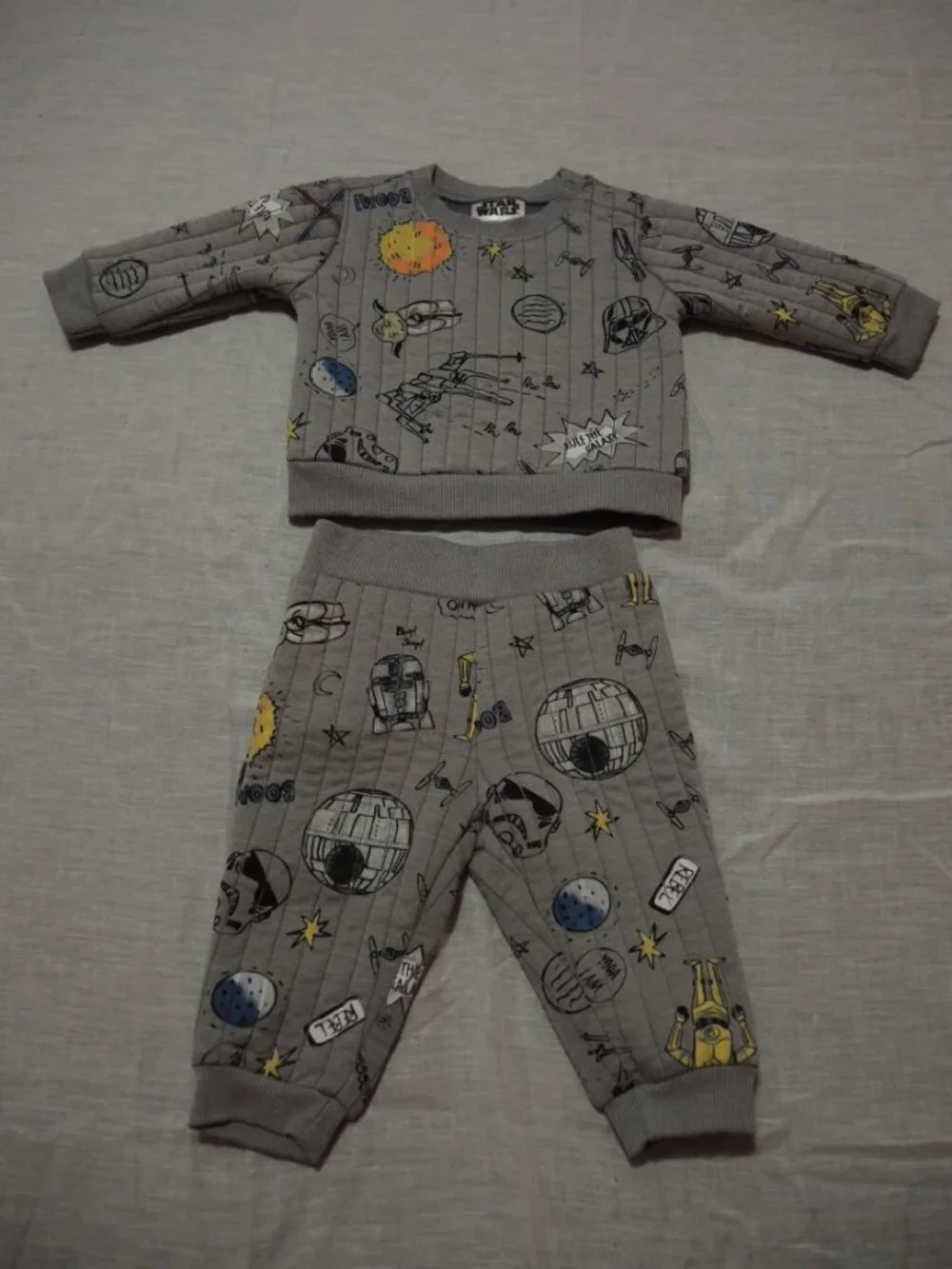 Star Wars Baby Sweat Outfit Gray w/ Graphic Print Size 6 - 9 Months